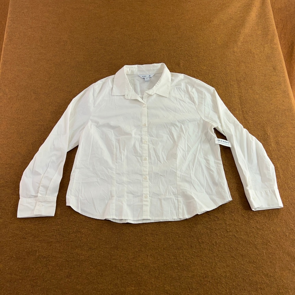 Old Navy Womens XL White The Slim Shirt Long Sleeve Button Down Blouse NWT